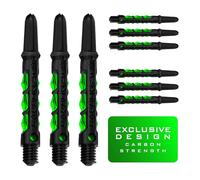 Harrows Darts 3 x Sets of Carbon ST Dart Stems - 9 Dart Shafts in Total - Available in 3 sizes - Tough Carbon Composite - Medium Green