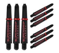 Harrows Darts 3 x Sets of SuperGrip Carbon Dart Stems - 9 Dart Shafts in Total - Available in 3 sizes - Tough Carbon Composite - Short Red