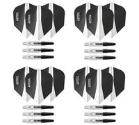 Harrows Darts 4 x Sets of Carbon 360 Dart Stems and Retina Dart Flights - 12 Dart Shafts 12 Darts Flights in Total - Medium & Short, Black & Clear (Clear, Short)