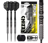 Harrows Chizzy 90% Tungsten Darts Series 4, Steel Tip Darts Set With Quick Point System Available in 22g, 23g, 24g & 26g With Quick Point Tool, Black Supergrip Carbon Shafts & Silica Flights (23g)