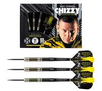 Harrows Dave 'Chizzy' Chisnall 90% Tungsten 21g Steel Tip Darts Set - Includes Supergrip Carbon Shafts & Chizzy Flights (22g)