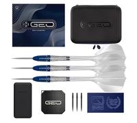 Harrows GEO Bomb 90% Tungsten Darts Premium Set with SOLO Integrated Flights and Shafts | Steel Tip Darts 23g & 25g | With Quick Point System Tool & Extra Tips, GEO Case & Vault Case (25g)