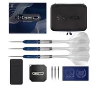 Harrows GEO Parallel 90% Tungsten Darts Premium Set with SOLO Integrated Flights and Shafts | Steel Tip Darts 23g, 24g & 25g | With Quick Point System Tool & Extra Tips, GEO Case & Vault Case (24g)
