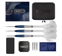 Harrows GEO Torpedo 90% Tungsten Darts Premium Set with SOLO Integrated Flights with Shafts | Steel Tip Darts 23g & 24g | Includes Quick Point System Tool & Extra Tips, GEO Case & Vault Case (24g)