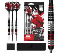 Harrows Ryan Searle Heavy Metal Stainless Steel Darts Set in 22g, 24g or 26g - Includes Speedline Shafts, 100 Micron Flights & Dart Case - Durable Steel Tip Darts for All Players (24g)