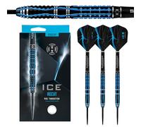 Harrows Ice Recut 90% Tungsten Steel Tip Darts Set 21g, 22g, 23g & 24g - Includes Silver Supergrip Carbon Midi Shafts & New 100 Micron ICE Flights