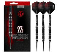 Harrows Magnum Reloaded 97% Tungsten Steel Tip Darts Set 22g, 23g, 24g, & 25g - Includes Slim Parallel Barrel, Silver Supergrip Carbon Midi Shafts & New 100 Micron Prime flights