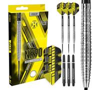 Harrows NX90 90% Tungsten Steel Tip Darts Set 21g, 22g, 23g, 24g, 25g & 26g - Includes Black Supergrip Midi Shafts & Micron NX90 Flights (23g)