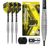 Harrows NX90 Bomb Shape Darts Set I Professional Darts 90% Tungsten Steel Tip Darts Set with Quick Point Change System I 10pc Set with Black Supergrip Midi Shafts & NX90 Flights (21G Quick Point)