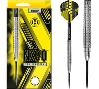 Harrows NX90 90% Tungsten Steel Tip Darts Set 21g, 22g, 23g, 24g, 25g & 26g - Includes Black Supergrip Midi Shafts & Micron NX90 Flights (23g)
