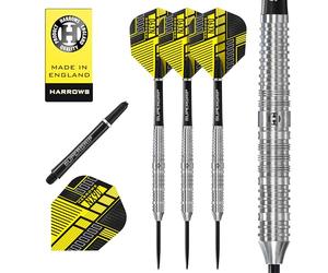 Harrows NX90 Parallel Shape Darts Set (26g) I 90% Tungsten Steel Tip Darts I 10pc Set with Black Supergrip Midi Shafts & NX90 Flights | Professional Darts