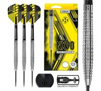 Harrows NX90 Tapered 90% Tungsten Steel Tip Darts Set with Quick Point Change System Set (24g) - Includes Black Supergrip Midi Shafts