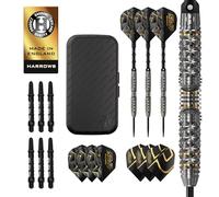 Harrows Opus Darts Set I Professional Darts 90% Tungsten Steel Tip ALL Weights Pro Darts I Huge 16pc Set with Carbon ST Shafts, Opus Flights & FREE Slimcase Darts Case (23g)