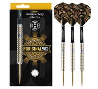 Harrows Original 90% Tungsten Steel Tip Darts Set. Available in 22g, 24g, & 26g - Includes Midi Supergrip Carbon shafts & New Anniversary 100 Micron Flights (24, Grams)