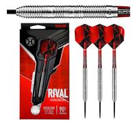 Harrows Rival 90% Tungsten Barrel Steel Tip Darts Set 21g, 22g, 23g, 24g, 25g & 26g - Includes Trilateral Barrel Grip, Red Supergrip Ignite Midi Shafts & Micron Prime Flights (24g)