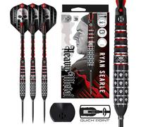 Harrows Ryan Searle Heavy Metal Series 3 90% Tungsten Darts, Steel Tip Darts with Quick Point System | 22g, 23g, 24g, 26g, 30g & 32g | With Quick Point Tool, Carbon ST Shafts & Silika Flights (30g)