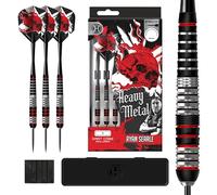 Harrows Ryan Searle Heavy Metal Stainless Steel Darts Set in 22g, 24g or 26g - Includes Speedline Shafts, 100 Micron Flights & Dart Case - Durable Steel Tip Darts for All Players (26g)