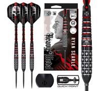 Harrows Ryan Searle Heavy Metal Series 3 90% Tungsten Darts, Steel Tip Darts with Quick Point System | 22g, 23g, 24g, 26g, 30g & 32g | With Quick Point Tool, Carbon ST Shafts & Silika Flights (23g)