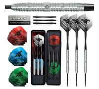 Harrows Sabre 90% Tungsten Steel Tip Darts Set - Professional Precision 21g to 26g | 23pc Bundle with Spare Shafts, Marathon Flights & Travel Case | Pro Player Tested, Tournament Quality - 23g