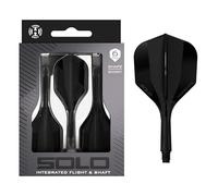 Harrows Solo Integrated Flight & Shaft System - 3 Molded Flights & Shafts - One-Piece Aero Core Construction - Fixed 90° Design for Stability (Black, Short)