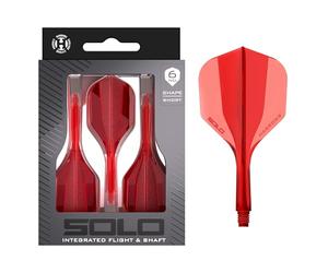 Harrows Solo Integrated Flight & Shaft System - 3 Molded Flights & Shafts - One-Piece Aero Core Construction - Fixed 90° Design for Stability (Red, Short)