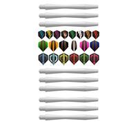 Harrows Speedline Shafts Black White Short Medium 1 Set or 3 Sets + Thor Flights (3 Sets (9 Shafts) + 3 Flights, White Medium)