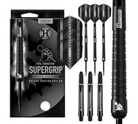Harrows SUPERGRIP BLACK EDITION 90% Tungsten Steel Tip Darts Set. Available in 21g, 22g, 23g, 24g, 25g, 26g, 28g & 30g - Includes Supergrip Shafts & Supergrip Flights-22g