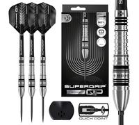 Harrows SuperGrip QP Bomb 90% Tungsten Darts | Steel Tip Darts Set with Quick Point Change System | Available in 23g and 25g| Includes Supergrip Shafts & 100 Micron Flights (25g)