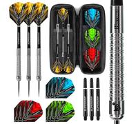 Harrows Supergrip Ultimate 90% Tungsten Steel Tip Darts Set - Professional Darts for Adults - 22g 24g 26g 28g - 20 Piece Bundle with Flights, Shafts & FREE Blaze Dart Case (28g)