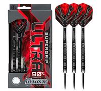 Harrows SUPERGRIP ULTRA 90% Tungsten Steel Tip Darts Set. Available in 21g, 22g, 23g, 24g, 25g, 26g, 28g & 30g - Includes Supergrip Carbon Shafts, Supergrip Flights & Travel Case (24g)