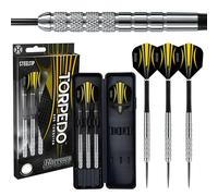 Harrows Torpedo Darts, 80% Tungsten Steel Tip Dart Set 21g, 22g, 23g, 24g, 25g, 26g & 27g - Includes Nylon Shafts, Marathon Flights & Darts Travel Case.