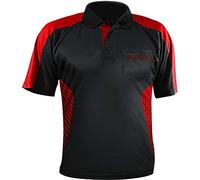 Harrows Vivid Dart Shirt - Breathable - with Pocket - Small to 5XL (Black & Fire Red, XL)