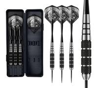 Harrows Voodoo Black Hex Steel Darts (24g) - Professional Darts Set - Includes Speedline Shafts, Silver Flights & Travel Case, Darts for Casuals to Pro's