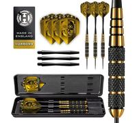 Harrows Voodoo Brass Steel Tip Darts Set 19g, 21g, 23g, 25g & 27g - Includes Speedline shafts, Marathon Gold Flights & Travel Case (25g)