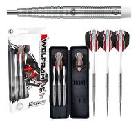 Harrows Wolfram 97% Tungsten Steel Tip Darts Set 21g, 22g, 23g, 24, 25g & 26g - Includes Speedline Shafts, Marathon - Wolfram Flights & Travel Case (25g)