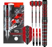 Harrows Wolfram Infinity Steel Tip Tungsten Darts Set 21g, 22g, 23g & 24g - Includes Supergrip Fusion Shafts & Prime Wolfram Infinity Flights