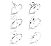 Harry and Henry 6Pcs Crochet Rings for Crocheting Cute Cat Rings Adjustable Crochet Tension Ring for Finger Knitting Rings for Women Crochet Accessories, Metal, No Gemstone