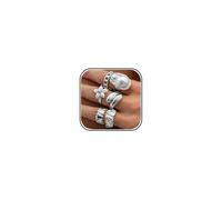 Harry and Henry 7PCS Gold Rings for Women Chunky Statement Ring Set with PearlStyle Accent Stackable Knuckle Rings Bold Gold Tone Fashion Jewelry for Daily Outfits Party Birthday Gift, Metal, No