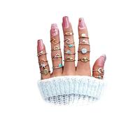 Harry and Henry Boho Gold Stacking Rings for Women Gold Knuckle Rings Set Simple Star Moon Flower Rings Stackable Aesthetic Rings Gifts for Teen Girls, Metal, other