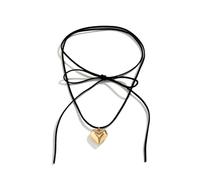 Harry and Henry Boho Necklace for Women Heart Choker Necklace Adjustable Black Waxed Wire Necklace Hippie Necklace Trendy Jewelry, Adjustable, Metal, No Gemstone