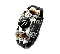 Harry and Henry Leather Cuff Bracelet Initial Bracelet Vintage Punk Bracelet Wrap Multilayer Cuff Bangles Wristband Wrist Decor Bracelet Jewelry for Men, Adjustable, Alloy, no gemstone