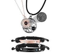 Harry and Henry Romantic Celestial Rose Gold Couples Bracelets Necklaces Set Matching Bracelets for Couples Valentines Day Gifts for Girlfriend Boyfriend Unisex Adults