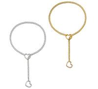 Harry and Henry Slip Chain Necklace Choker Collar for Women Heart Design Adjustable Punk Gothic Chain Lariat Y-Necklace Jewelry Gift, Stainless Steel, No Gemstone
