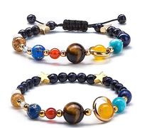 Harry and Henry Solar System Bracelet Star Bracelet Natural Stone Beads Bracelet for Women Planet Bracelet Eight Planets Guardian Star Space Accessories Gifts for Women Girls, Metal, otrer