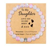 Harry and Henry To My Daughter Bracelet Gifts Natural Gemstone Bracelet for Daughter Moonstone Bracelet for Teen Girl Gifts Trendy Stuff, Zinc, no gemstone