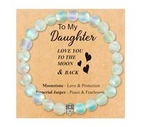 Harry and Henry To My Daughter Bracelet Gifts Natural Gemstone Bracelet for Daughter Moonstone Bracelet for Teen Girl Gifts Trendy Stuff, Zinc, no gemstone