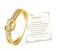 Harry and Henry To My Daughter Ring from Mom Lover Knot Promise Ring Stackable Jewelry Daughter Gifts Meaningful Christmas Stocking Stuffers for Her, L, Zinc, No Gemstone