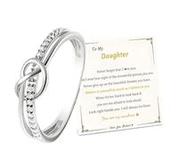 Harry and Henry To My Daughter Ring from Mom Lover Knot Promise Ring Stackable Jewelry Daughter Gifts Meaningful Christmas Stocking Stuffers for Her, L, Zinc, No Gemstone