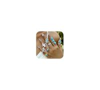Harry and Henry Western Turquoise Rings for Women Chunky Stackable Statement Jewelry with Adjustable Band Bold Country Design Boho Accessories, Metal, No Gemstone