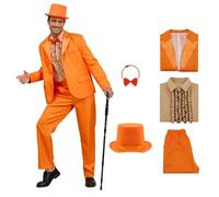 Harry and Lloyd Costume Adults Dumb Blue Dumber Orange Tuxedo Top Hat with Bow Tie 90s Halloween Costumes for Men 3XL